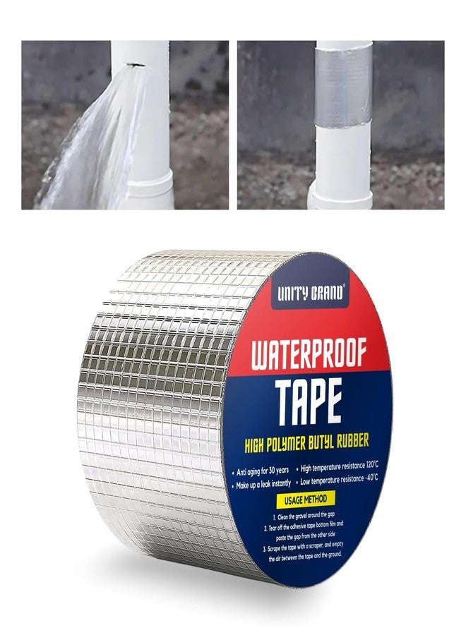 UB Unity Brand Unity Brand Super Strong Adhesive Waterproof Permanent Repair Aluminum Butyl Tape Rubber Foil Suitable for Roof Leak, surface Crack, Window Sill Gap, Boat Sealing, Home (5 CM (5 meter), Pack 2) - Image 4